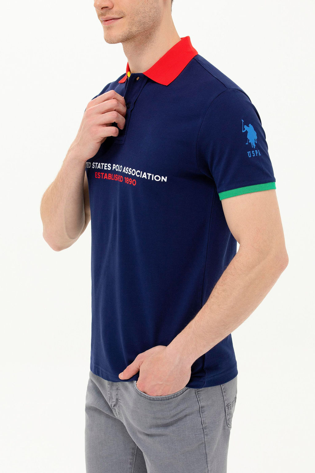 U. S. Polo Assn / Мужская темно-синяя футболка с воротником-поло - U.s. polo assn фото 6
