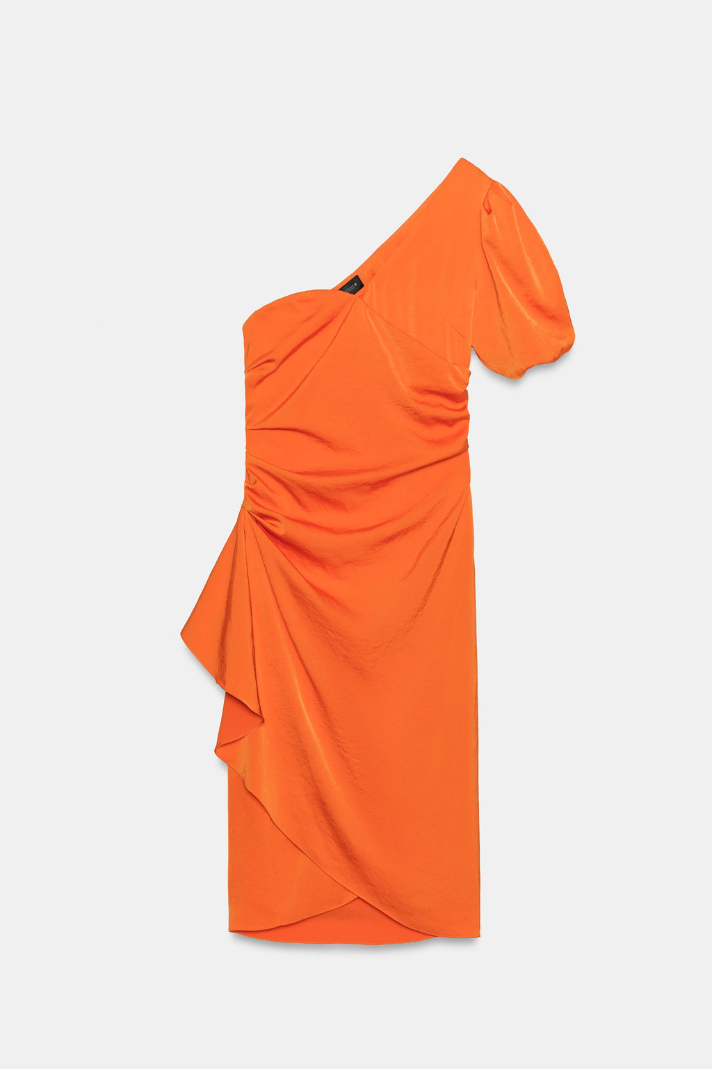 VESTIDO MIDI ASIM?TRICO SATINADO / Naranja - Zara фото 5