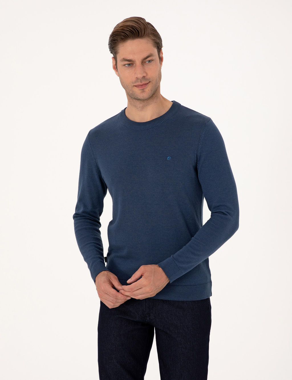 _ndigo Melanj Slim Fit Bisiklet Yaka Basic Triko Kazak