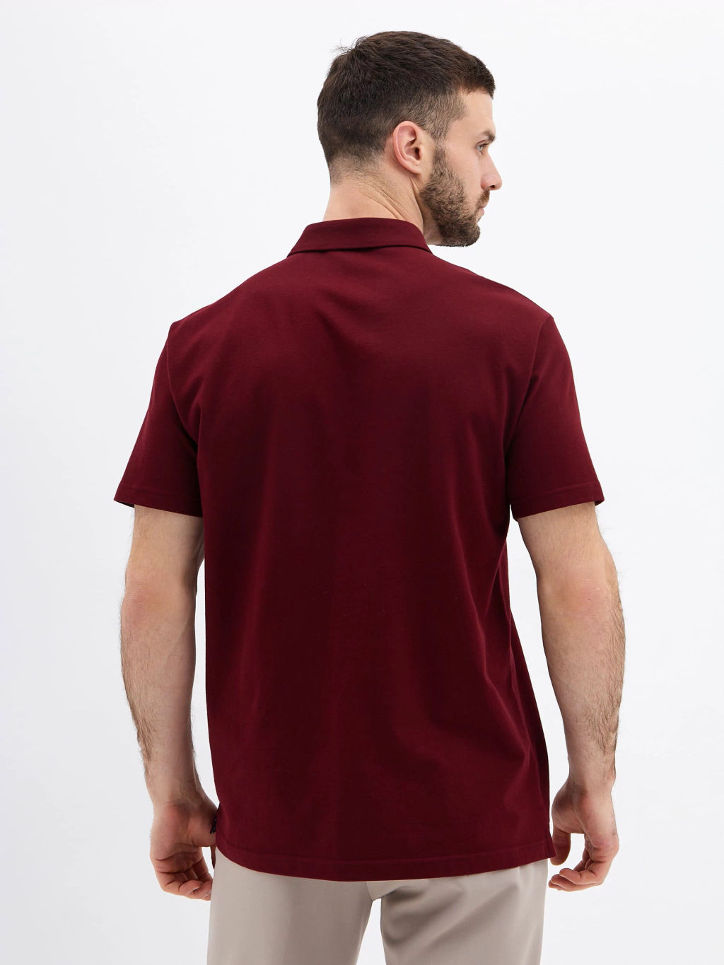 Джемпер мужской с воротником поло короткий рукав GREG G144-PO1246T-SAS2081(бордо)  фото 2