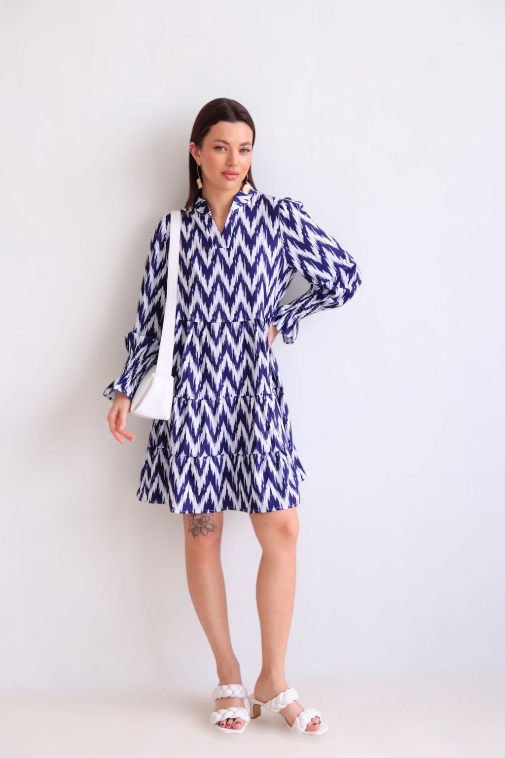 Martichelli Платье зиг-заг бело-синее  фото 11
