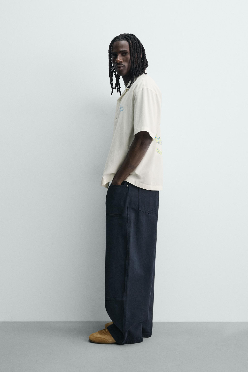 CAMISA RELAXED FIT LYOCELL - ALGOD?N ESTAMPADOS / Blanco roto - Zara фото 4