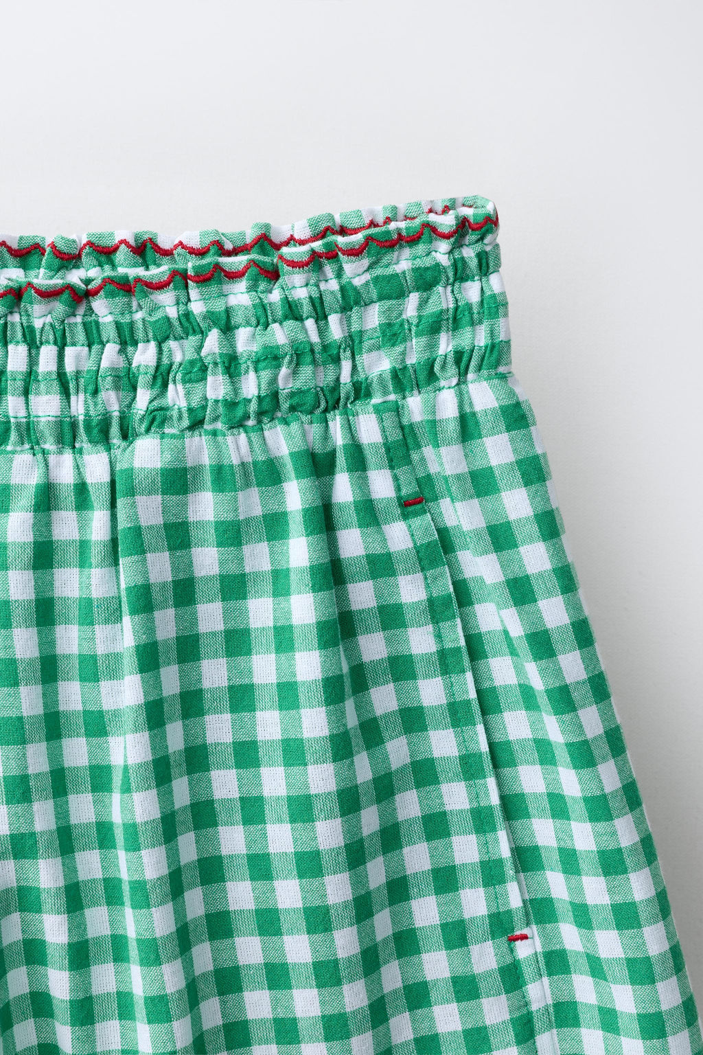 PANTAL?N WIDE LEG CUADRO VICHY / Blanco / Verde