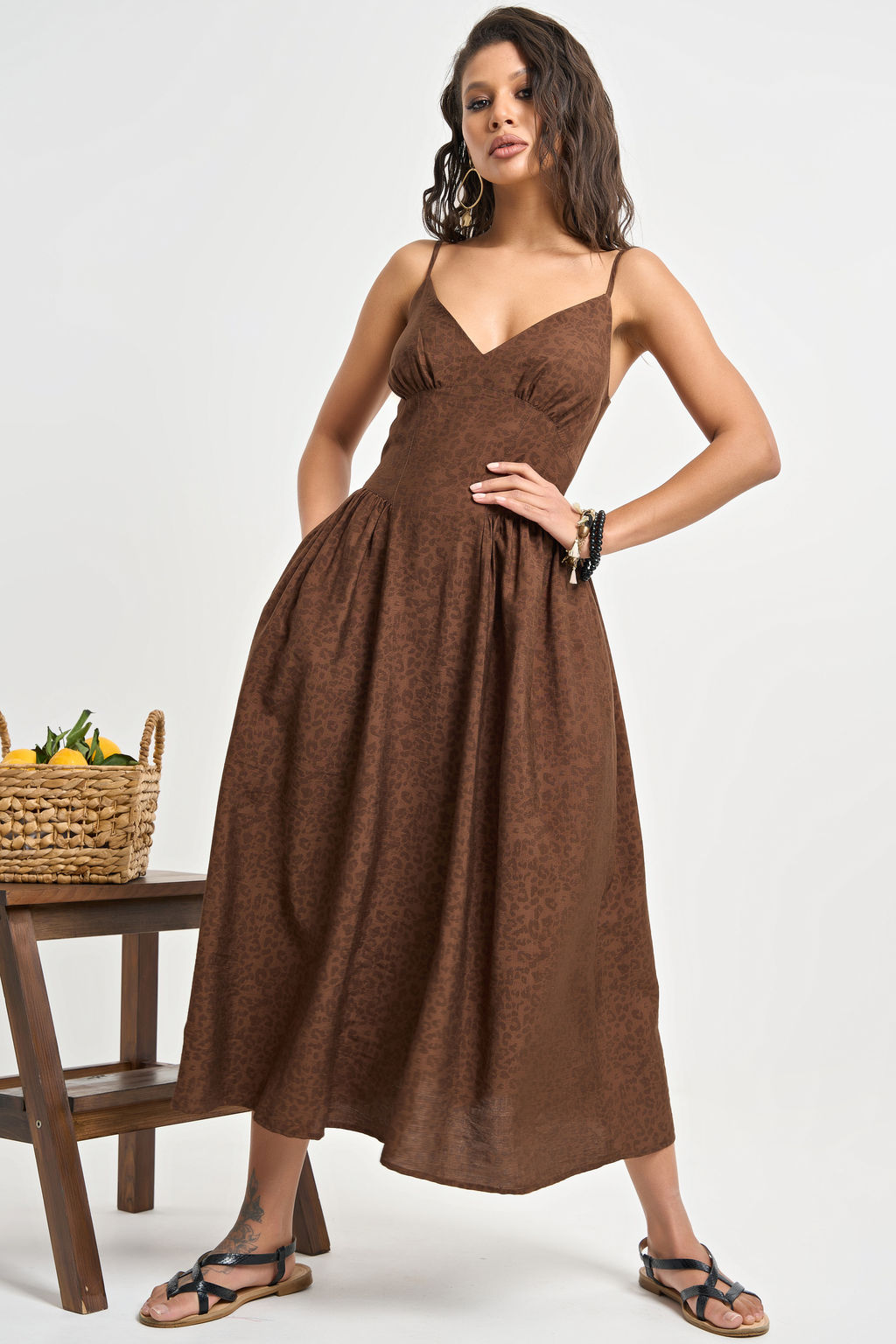 Сарафан летний леопард на шоколадном