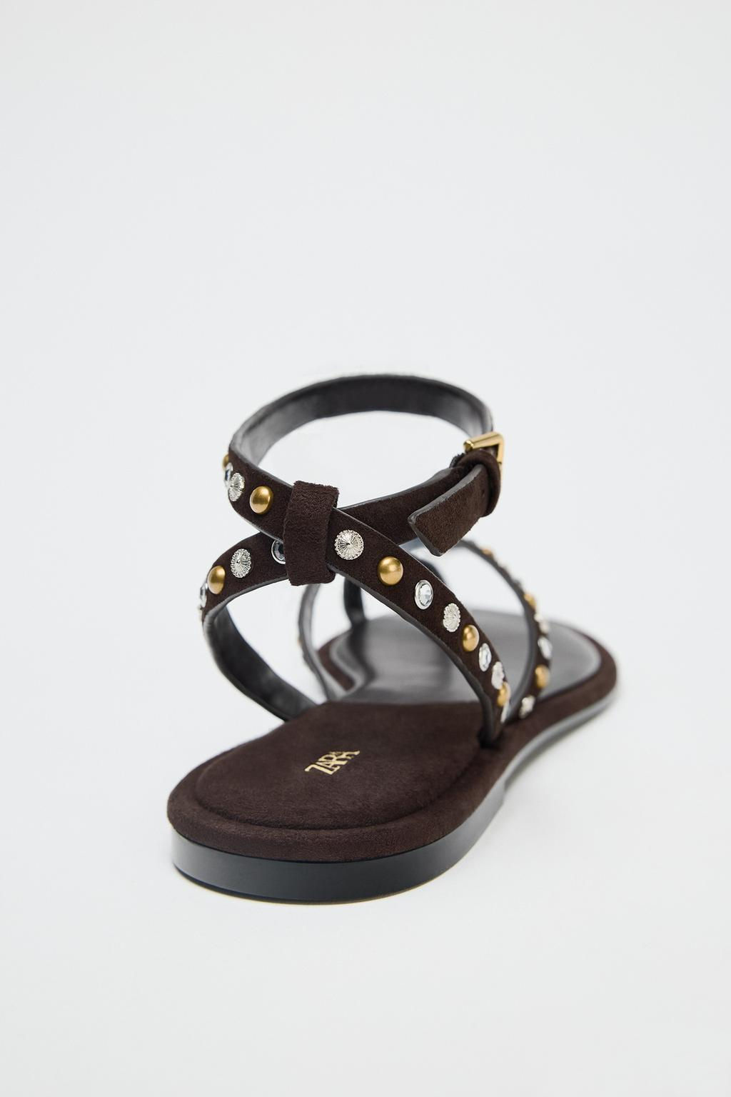 BEADED LEATHER SANDALS - Zara фото 4