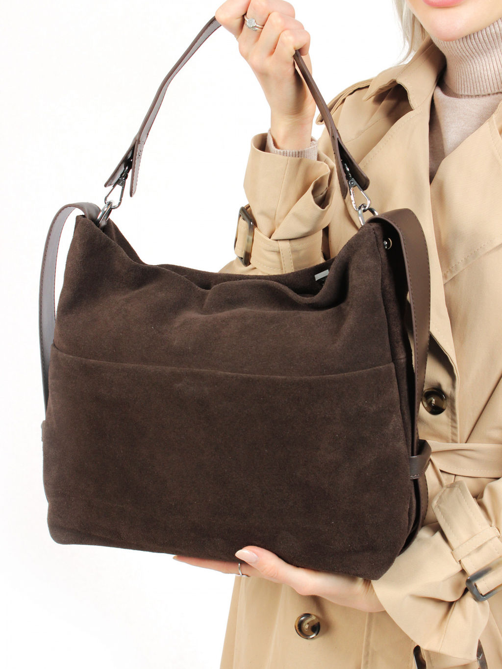 LACCOMA сумка АУ9902-Ф-коричневый натуральная замша хлопок  фото 7