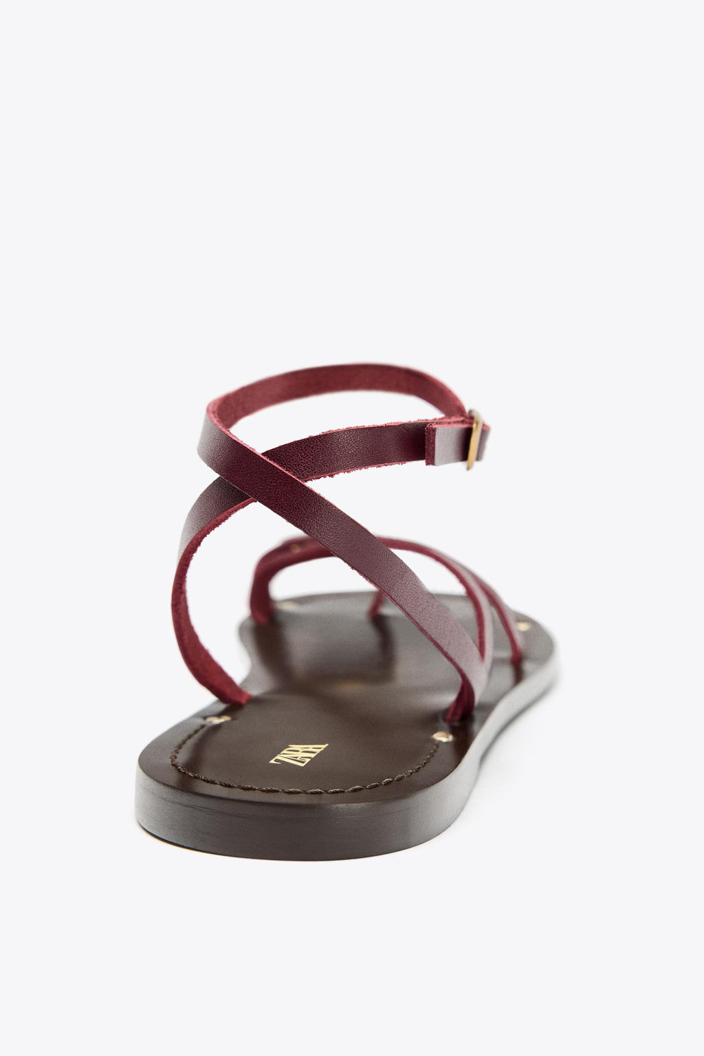 FLAT LEATHER SANDALS WITH STRAPS AND DECORATION - Zara фото 16