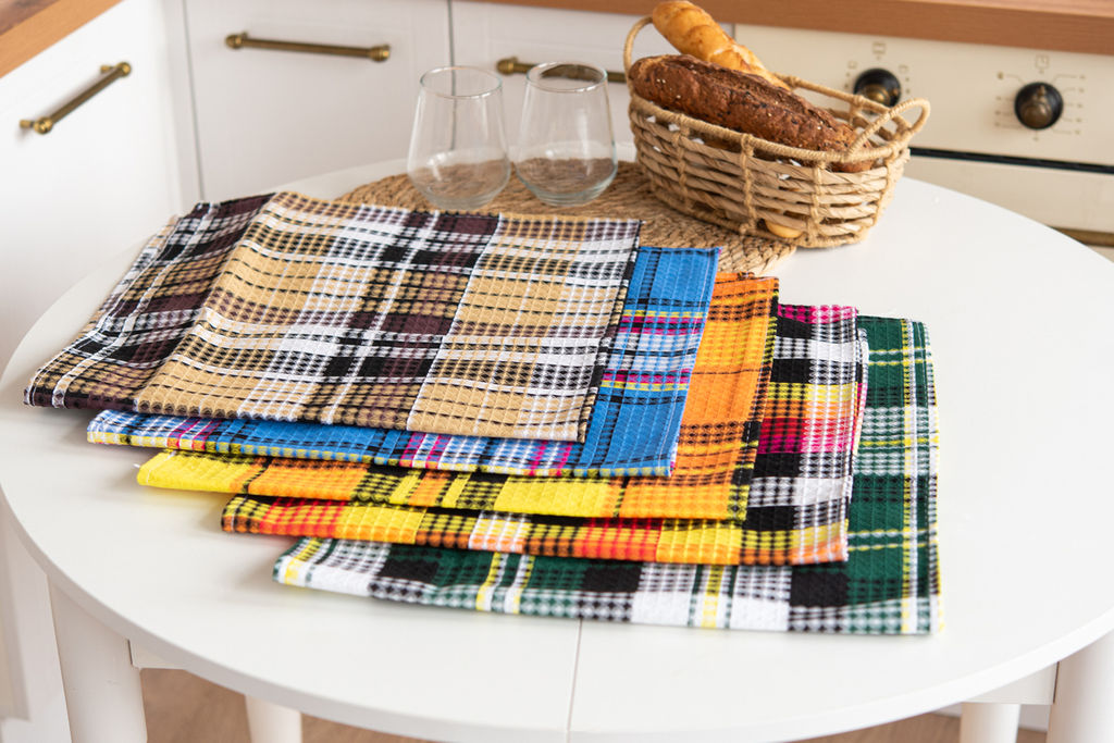 Набор полотенец вафельн."Шотландка" 40*75 см (5шт)