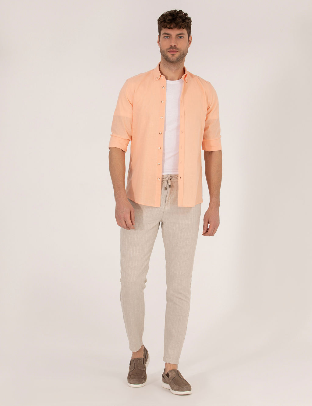 Turuncu Slim Fit Uzun Kollu G_mlek