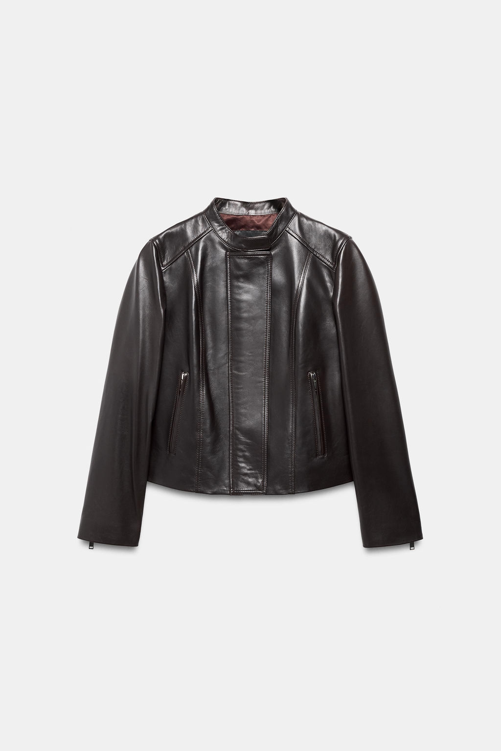 CHAQUETA PIEL 100% ZW COLLECTION LIMITED EDITION / Marr?n oscuro - Zara фото 7