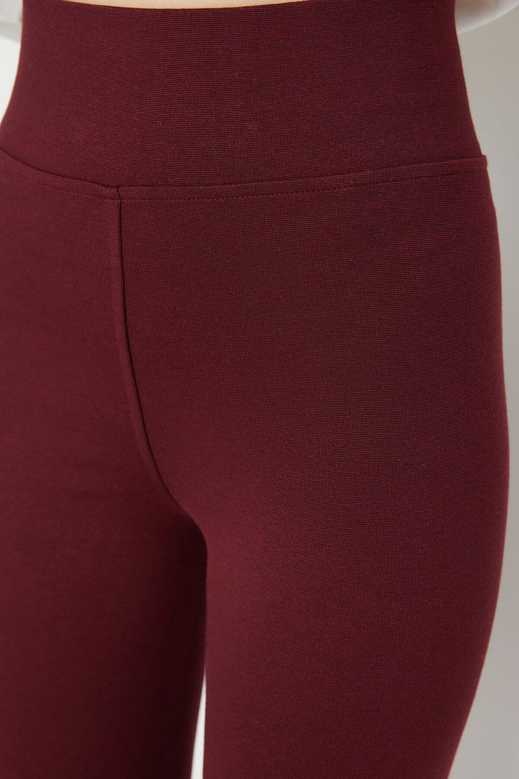 Bordo Toparlay?c? Beli Lastikli Yuksek Bel Esnek Orme Tayt TWOAW20TA0087
