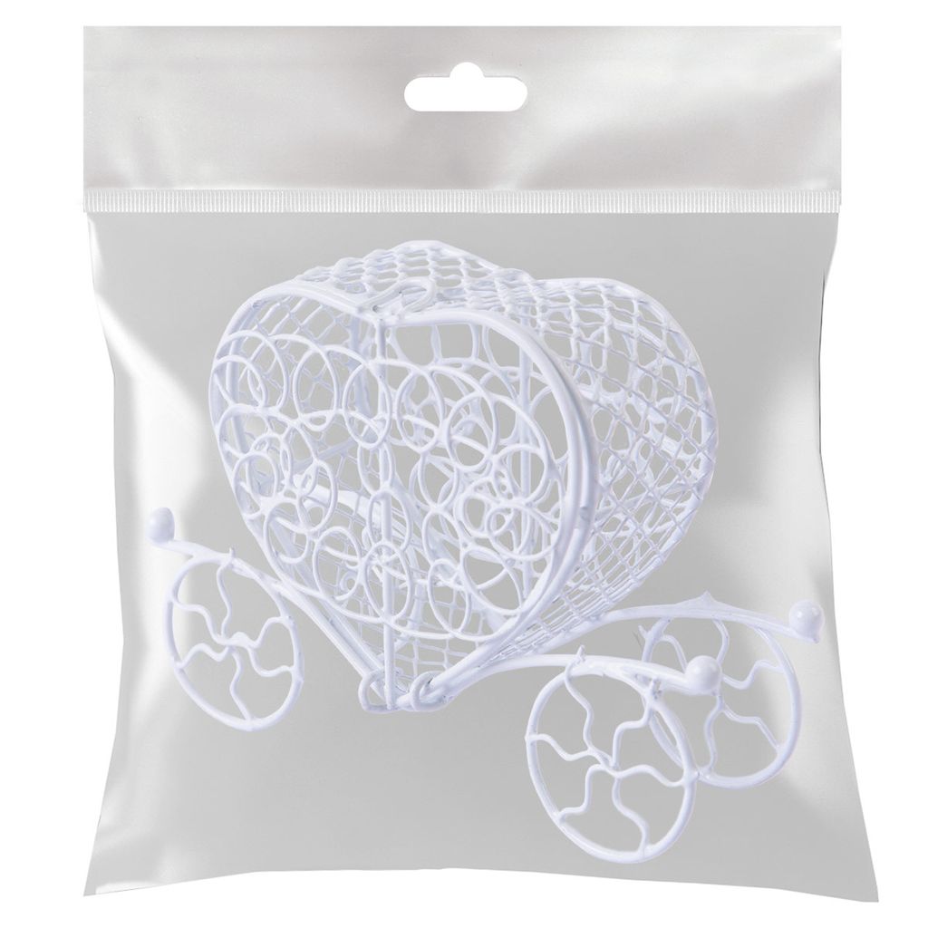 Миниатюра садовая Blumentag MET-409 Карета металл 8 х 11 см 01 Белый фото 3