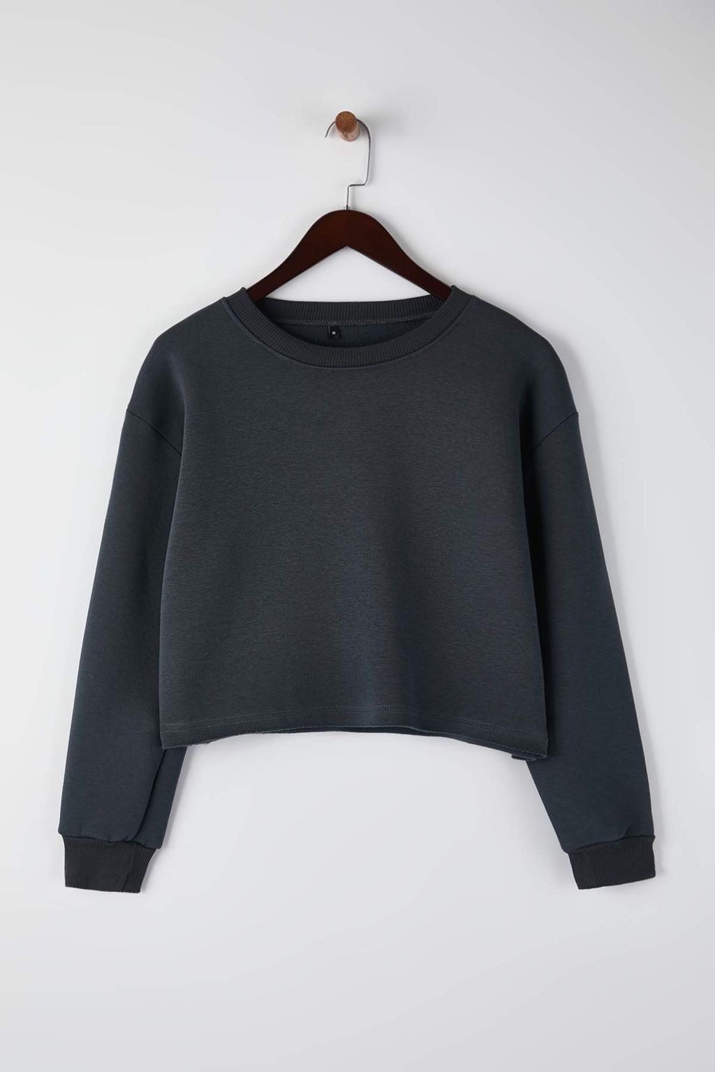 Ekru Kal?n Ici Polarl? Bisiklet Yaka Crop Orme Sweatshirt TWOAW26SW00093 - Trendyolmilla фото 17