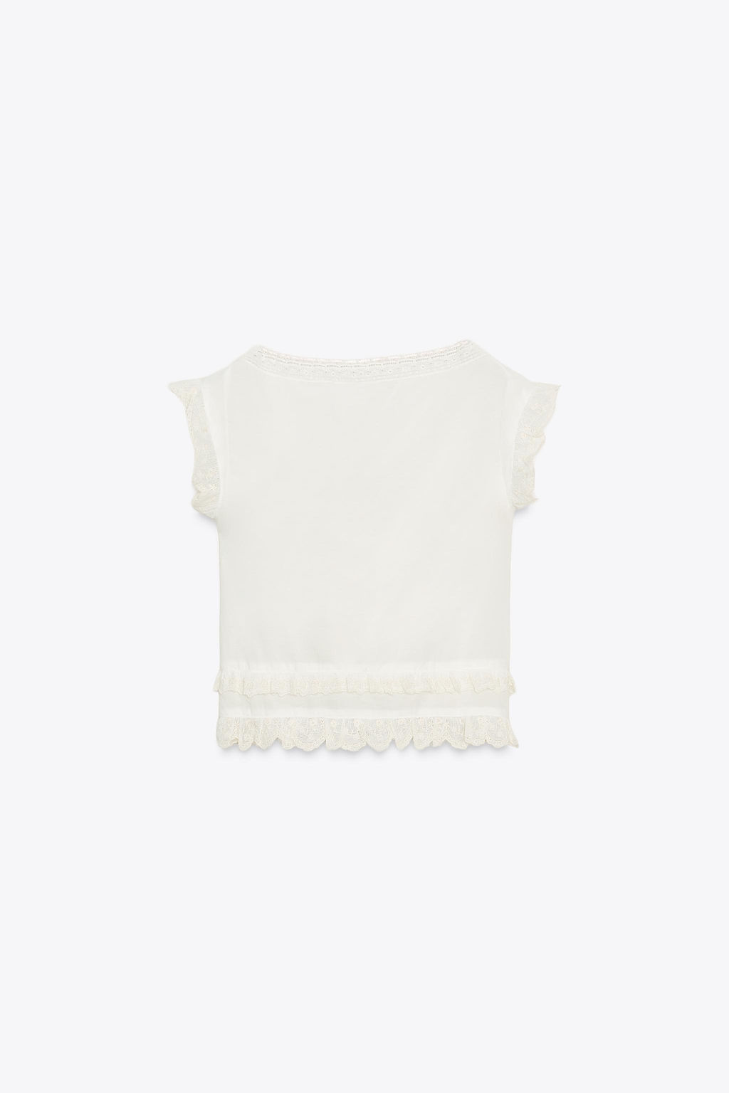 EMBROIDERED GAUZE CROP TOP WITH BOW - Zara фото 7