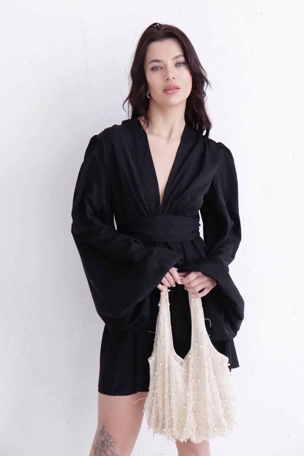 Платье чёрное с пышными рукавами - Martichelli фото 2