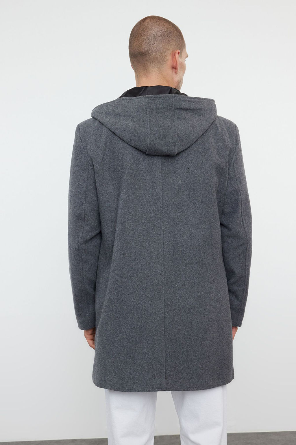 TRENDYOL MAN Antrasit Regular Fit K?sl?k Yun Kar?s?ml? Kapusonlu Kase K?sl?k Kaban TMNAW25KB00001 - Trendyolmilla фото 6