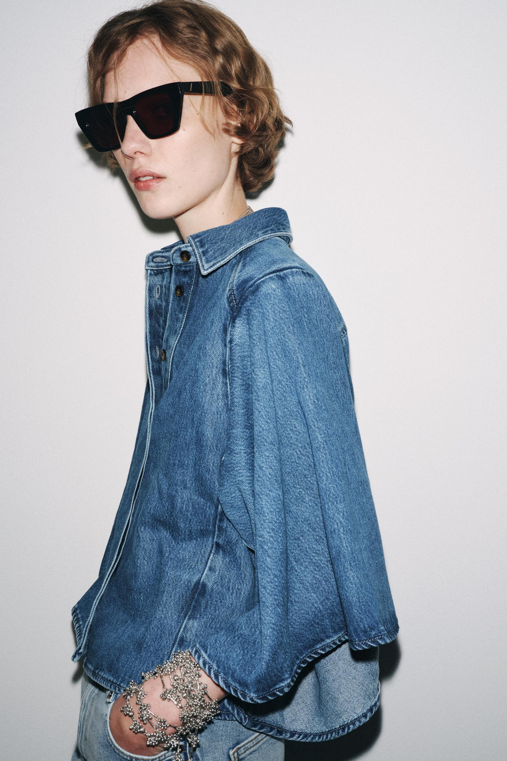 ZW COLLECTION DENIM KIMONO SHIRT - Zara фото 15