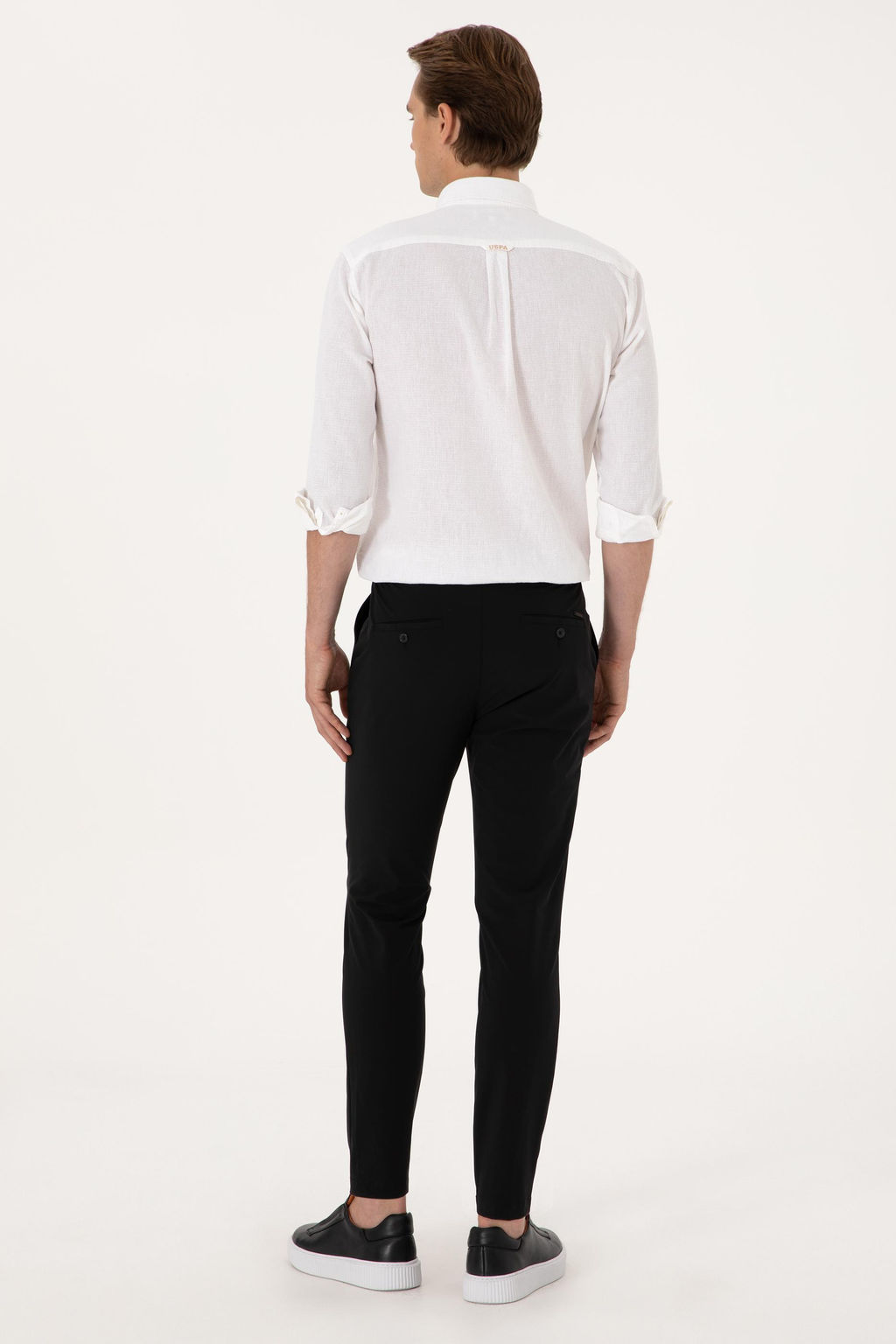 Erkek Body Fit Siyah Kanvas Pantolon