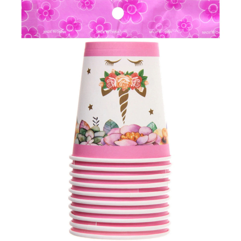 Цена за 6 шт. Стакан бумажный 0,2л в наборе 10 шт "Цветочный рай"