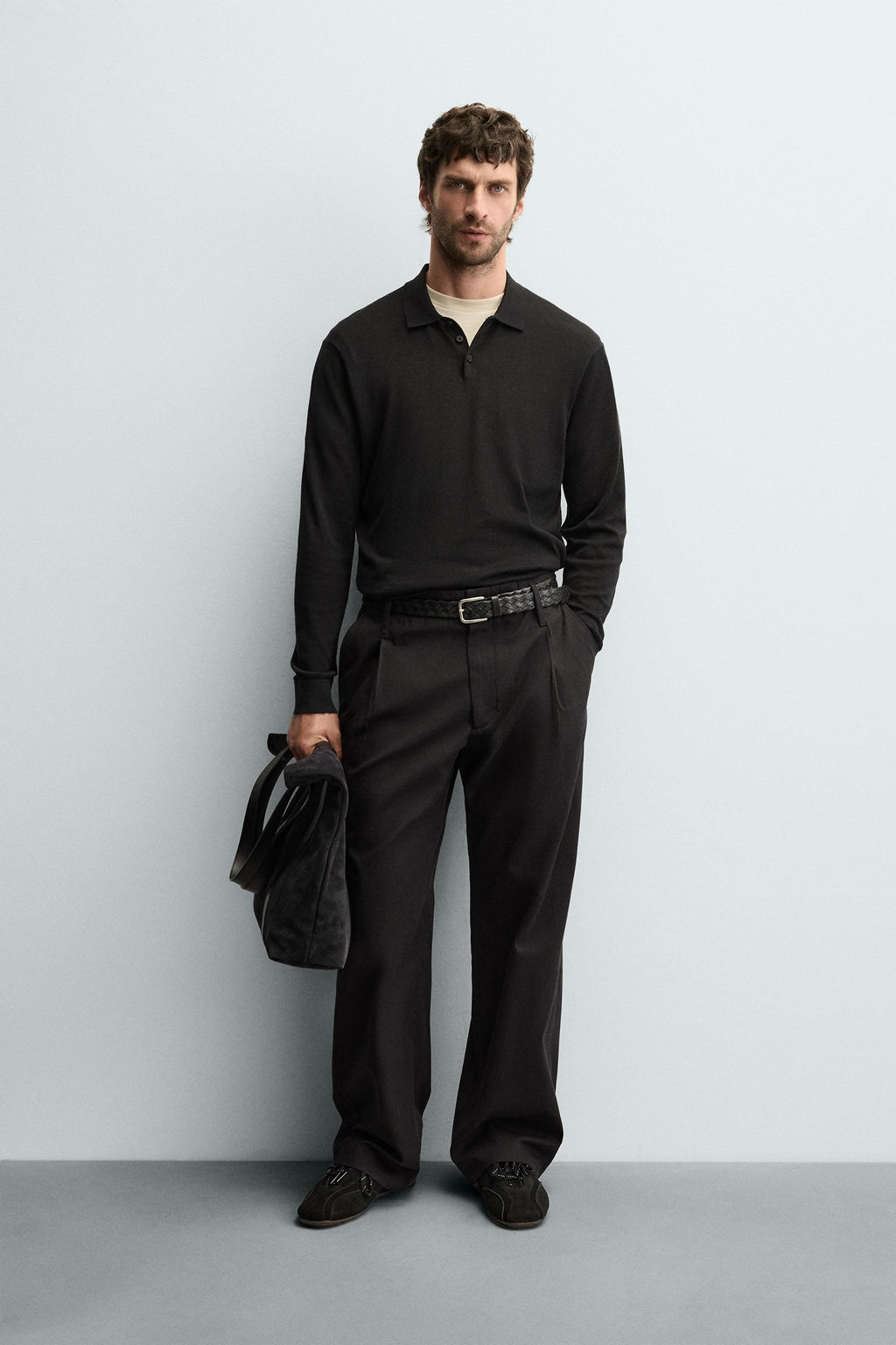 KNIT COTTON-SILK POLO SHIRT