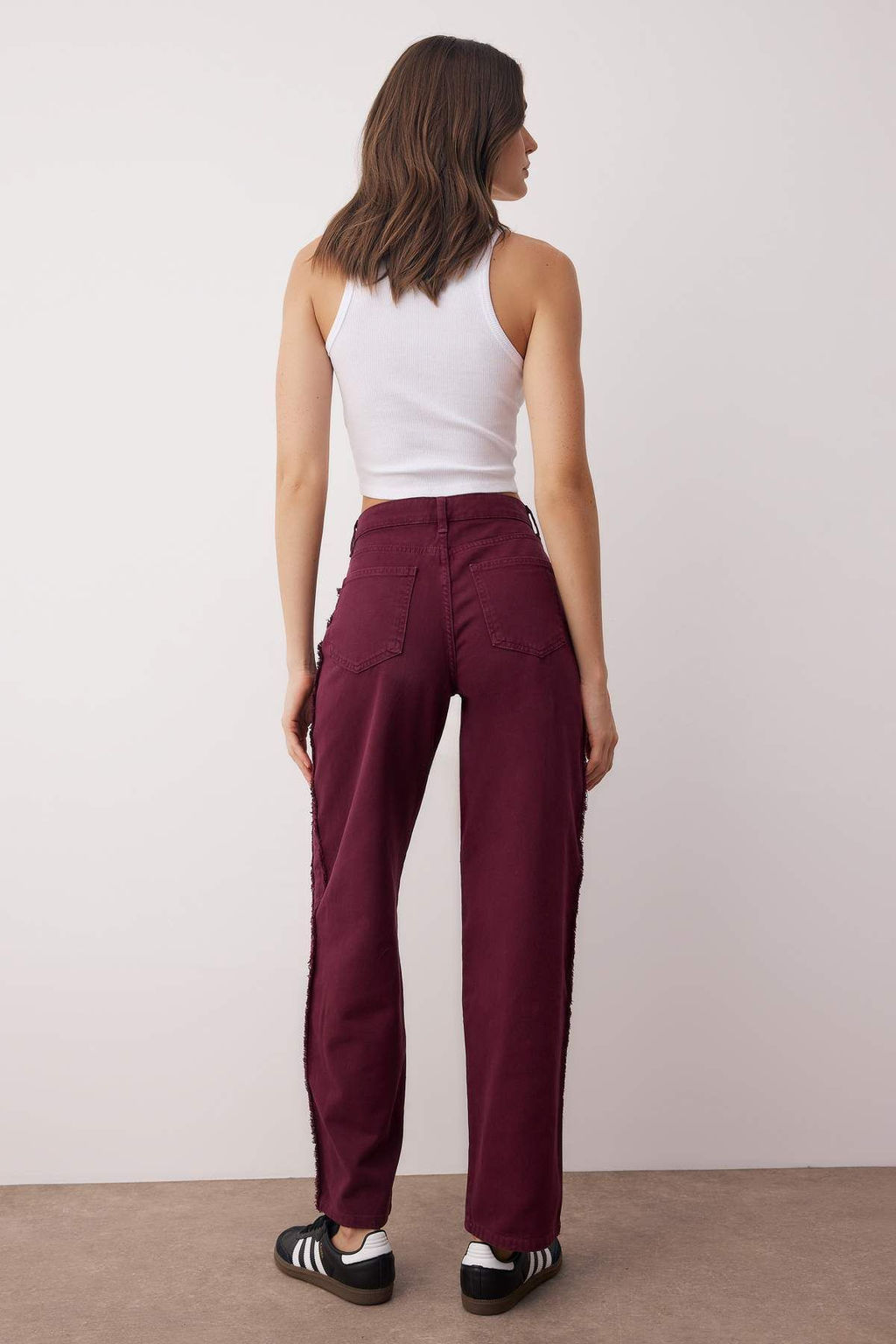 Bordo Yuksek Bel Dikis Detayl? Baggy Jeans TWOAW26JE00036 - Trendyolmilla фото 4