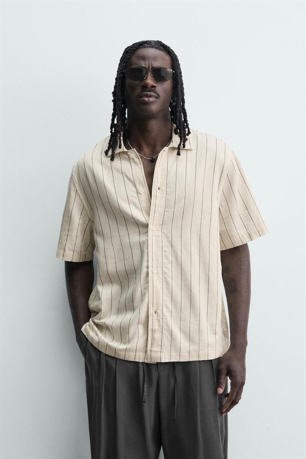 CAMISA FLUIDA RAYAS / Crudo - Zara фото 3