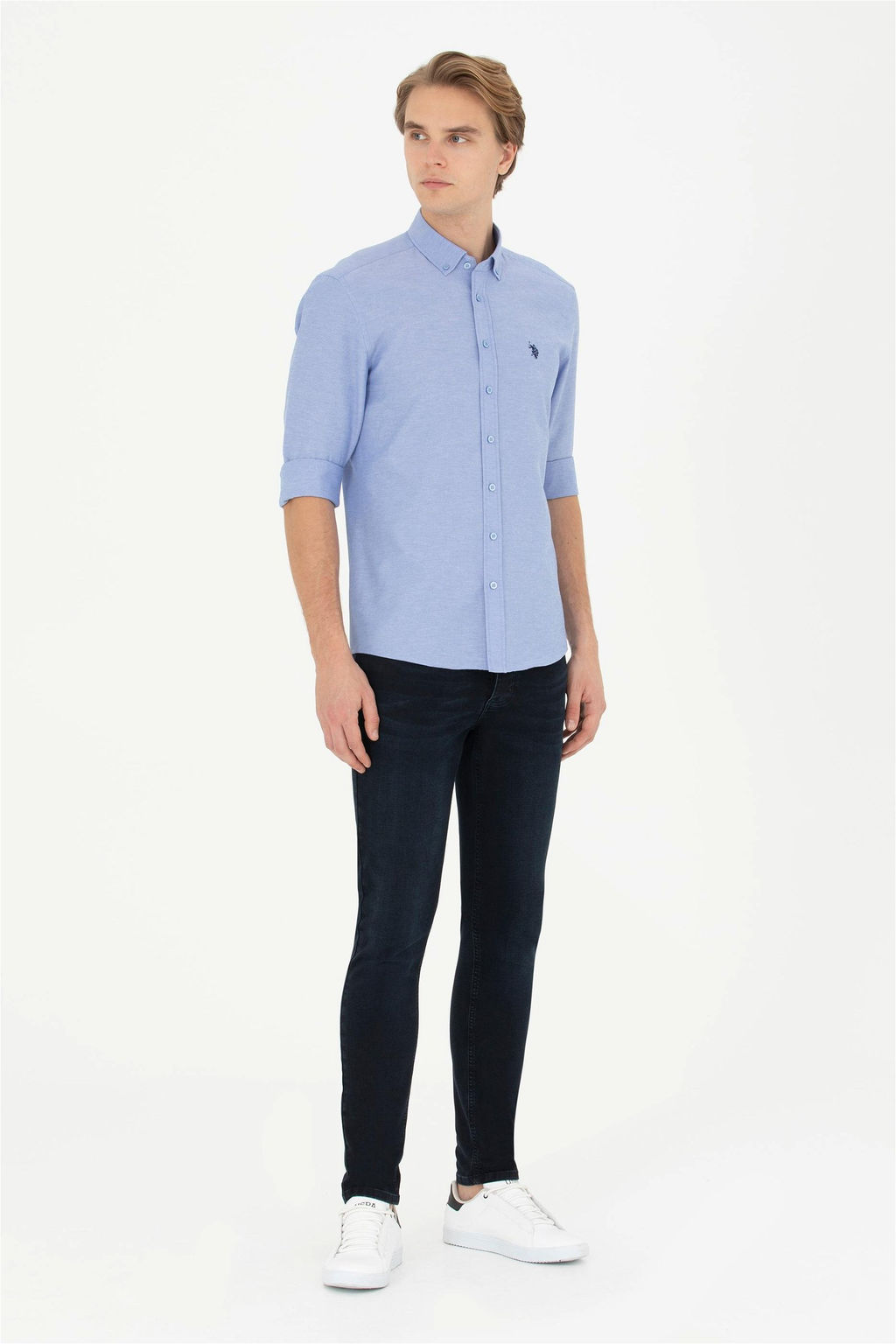 Мужская базовая рубашка Saks с длинным рукавом - U.s. polo assn фото 4