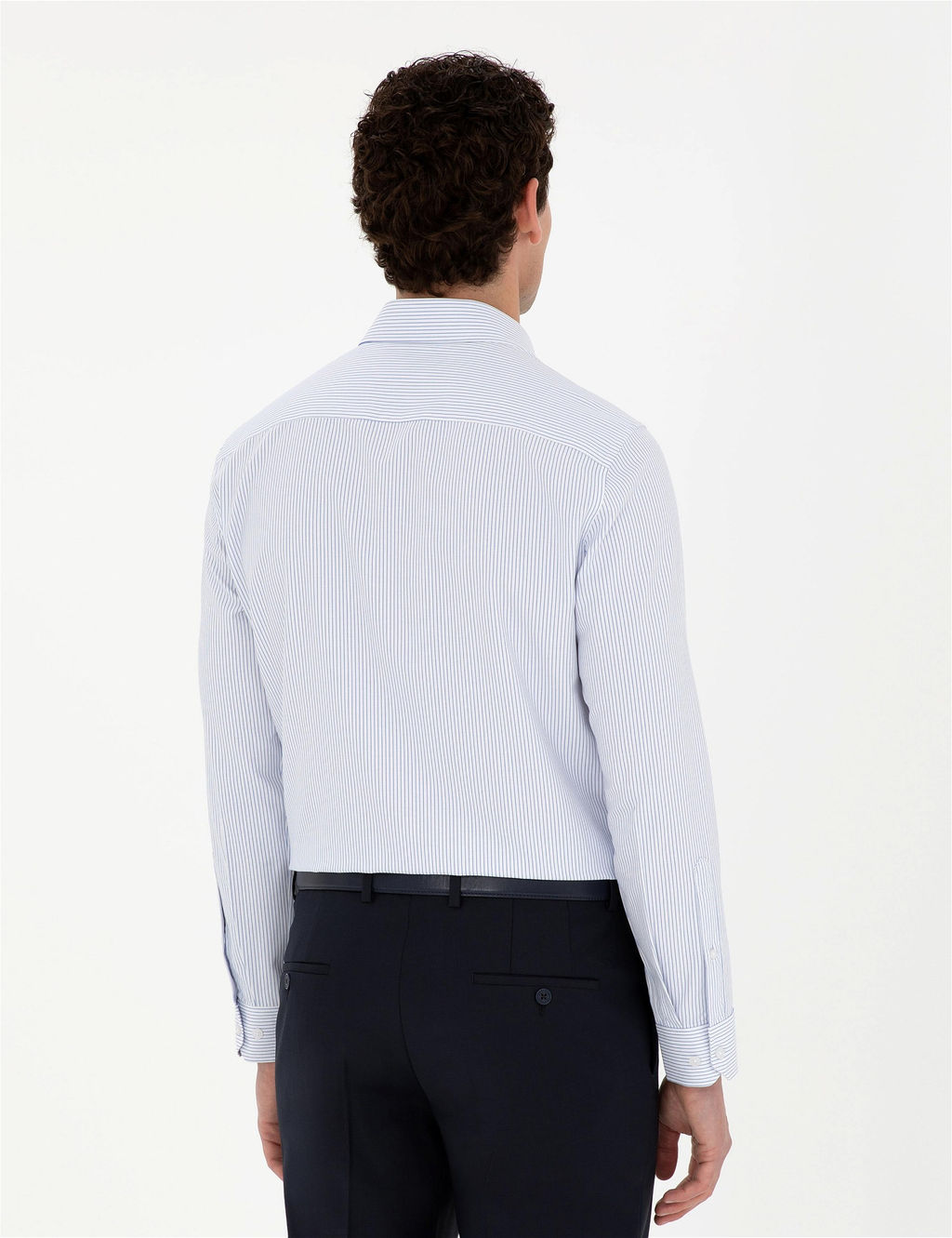 A__k Mavi Slim Fit Uzun Kollu G_mlek