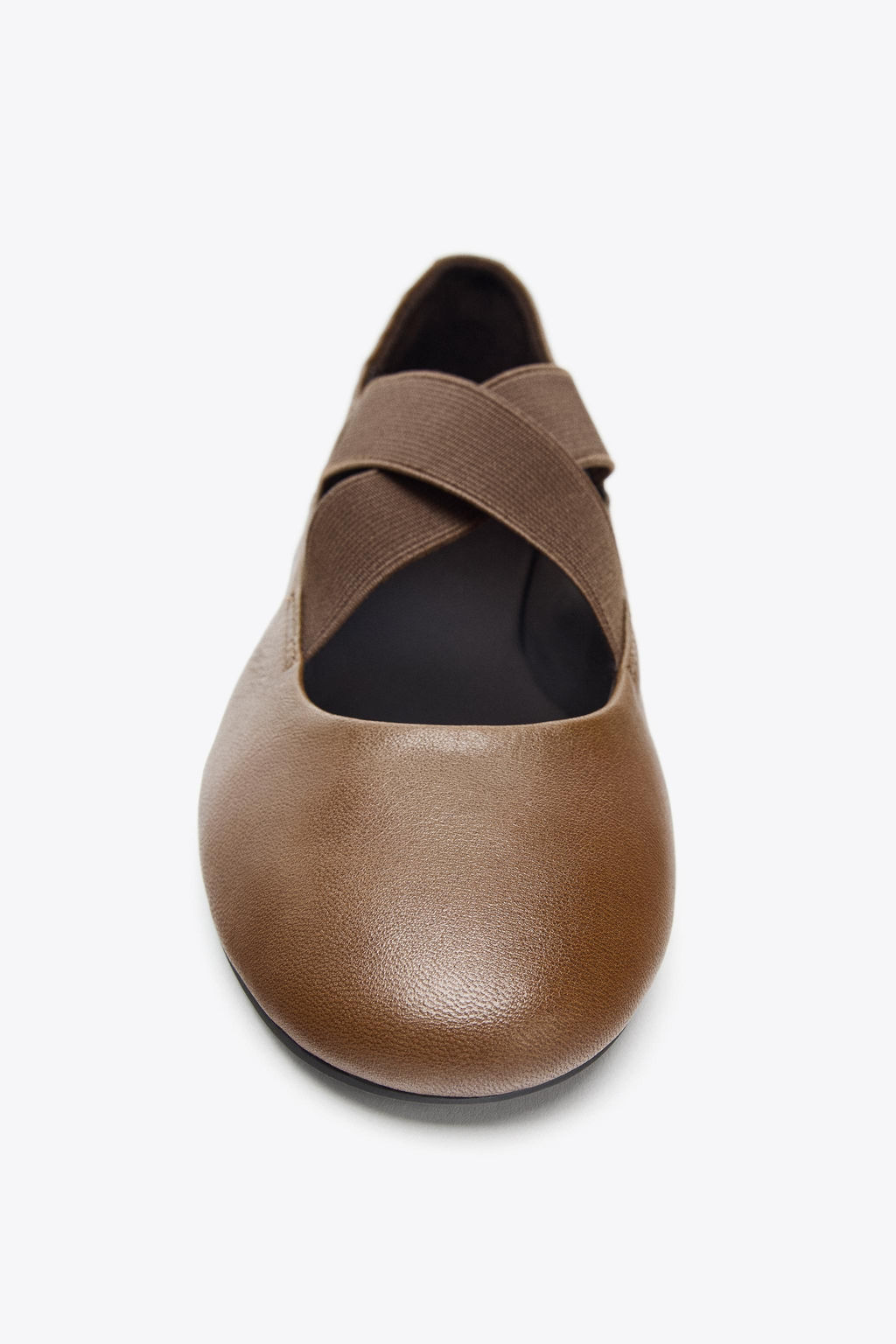 LEATHER BALLERINA SHOES WITH ELASTICATED CROSSOVER STRAPS - Zara фото 4