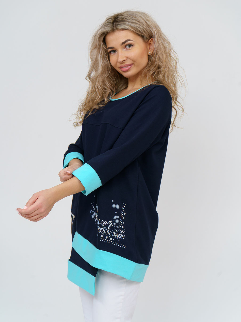 853 Туника "т.синий/бирюза"