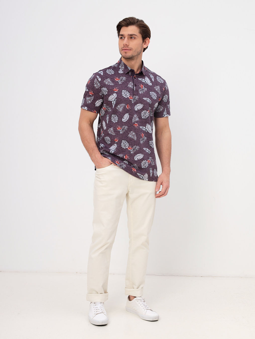 Джемпер мужской с воротником поло короткий рукав GREG G144-KP1246T-UT17 (лист)  фото 5