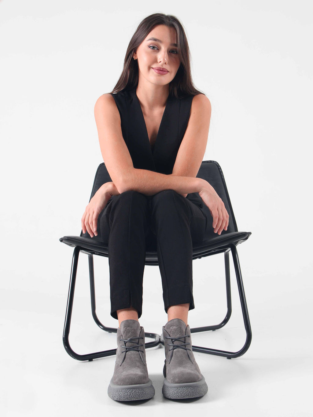 Ботинки 308.агата gr. серый замок замша б/Байка