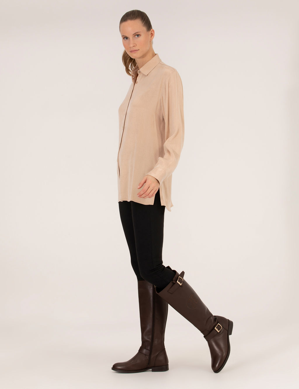 Bej Comfort Fit Uzun Kollu G_mlek