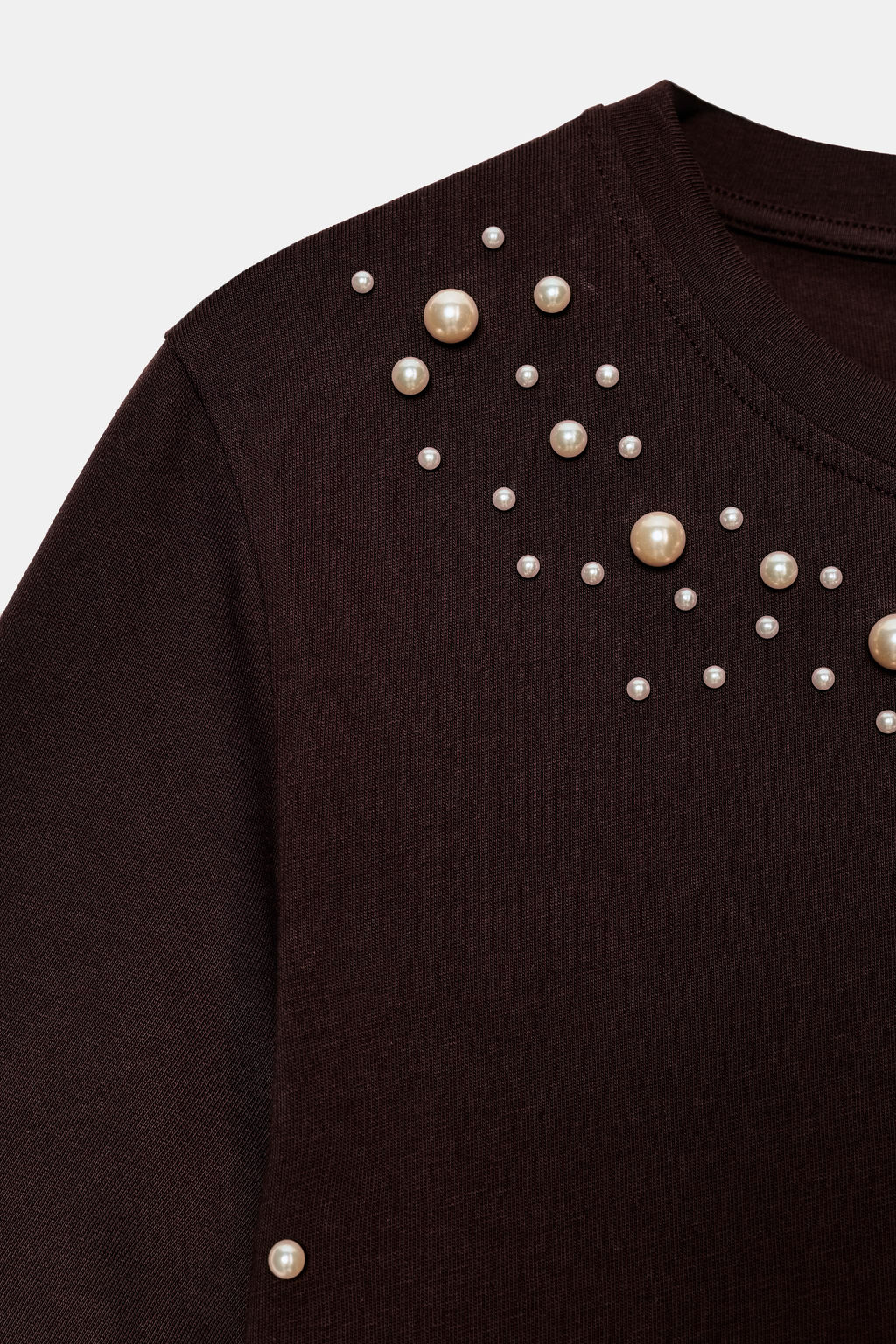 SHORT SLEEVE FAUX PEARL T-SHIRT - Zara фото 7
