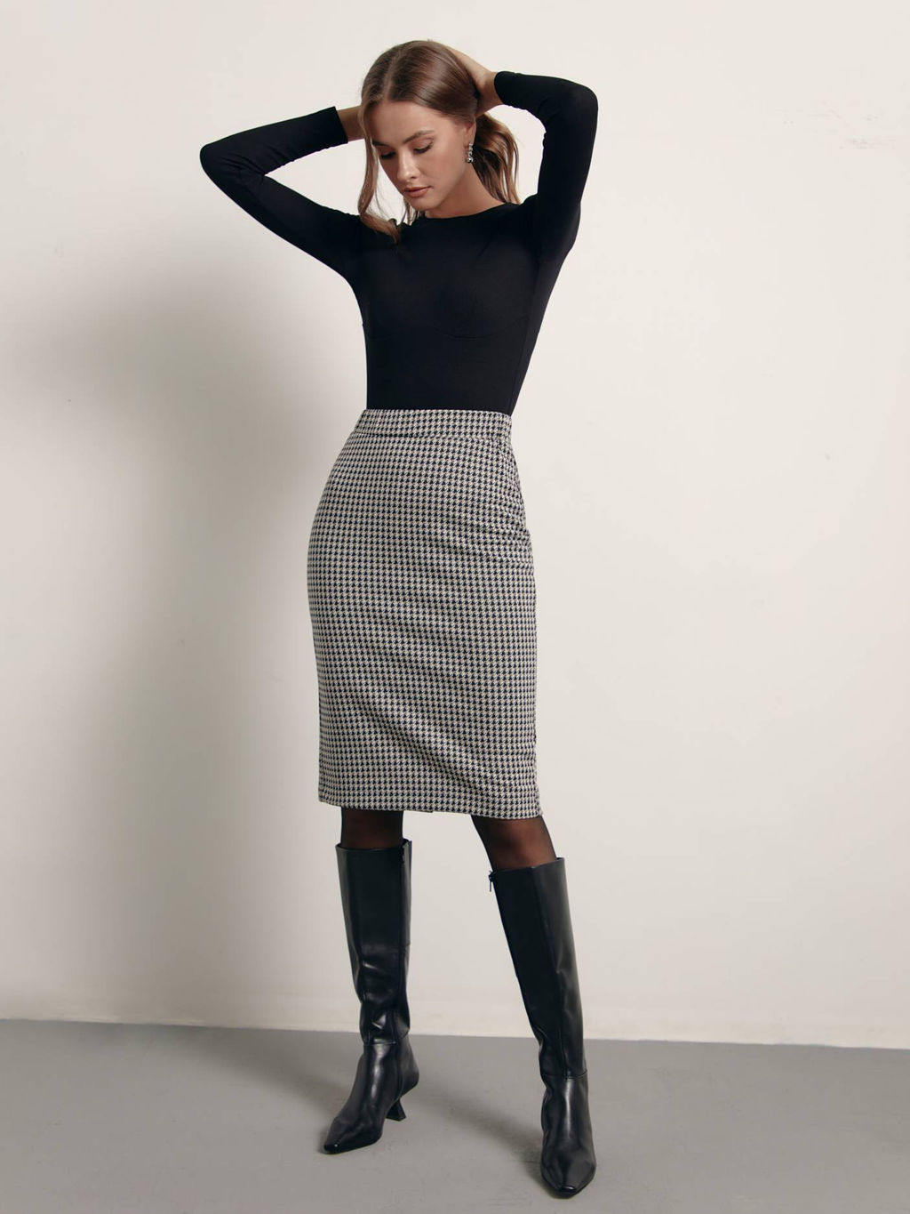 CONTE Юбка прямого силуэта в гусиную лапку LU 1414 dogtooth dogtooth