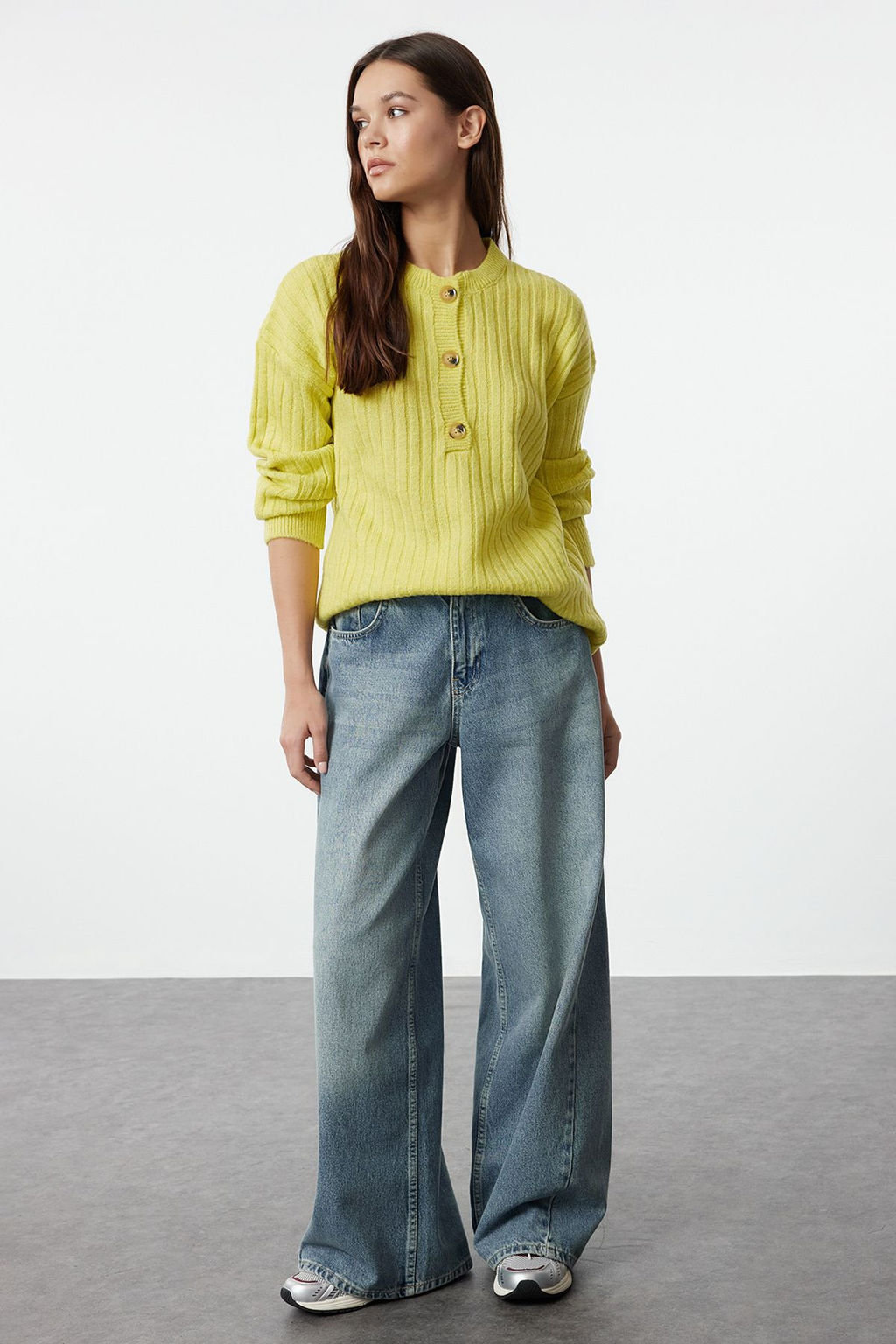 Lime Yumusak Dokulu Basic Triko Kazak TWOAW25KZ00212 - Trendyolmilla фото 2