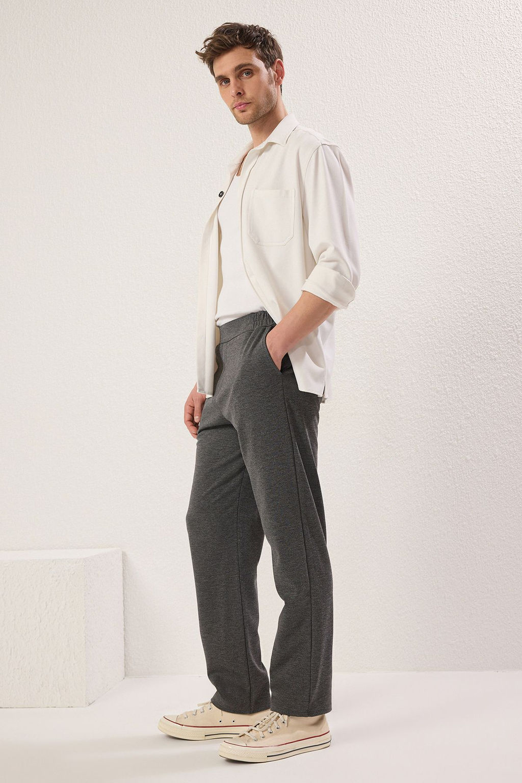 TRENDYOL MAN Antrasit Beli Lastikli Rahat S?k Orme Pantolon TMNSS25PL00022 - Trendyolmilla фото 3
