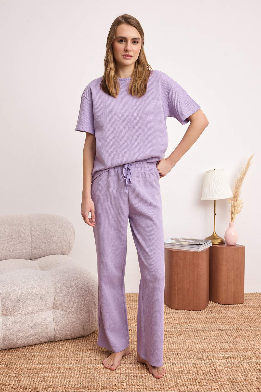 Yesil Bel Baglama Detayl? Waffle Orme Pijama Tak?m? THMAW26PT00050 - Trendyolmilla фото 13