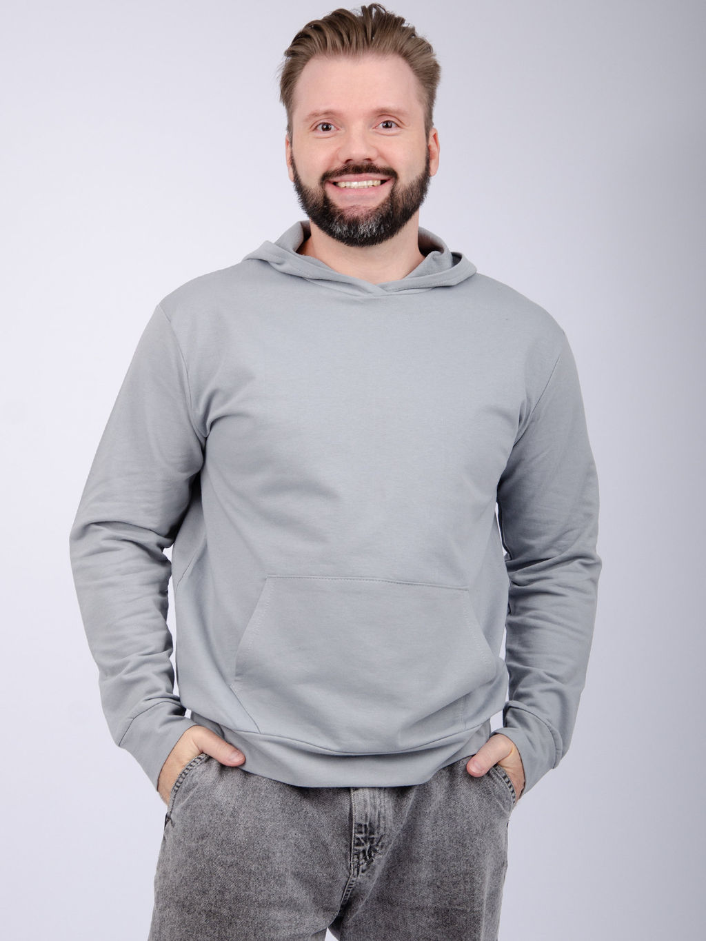 Худи "СМ-10" светло-серое, футер 2-х нитка