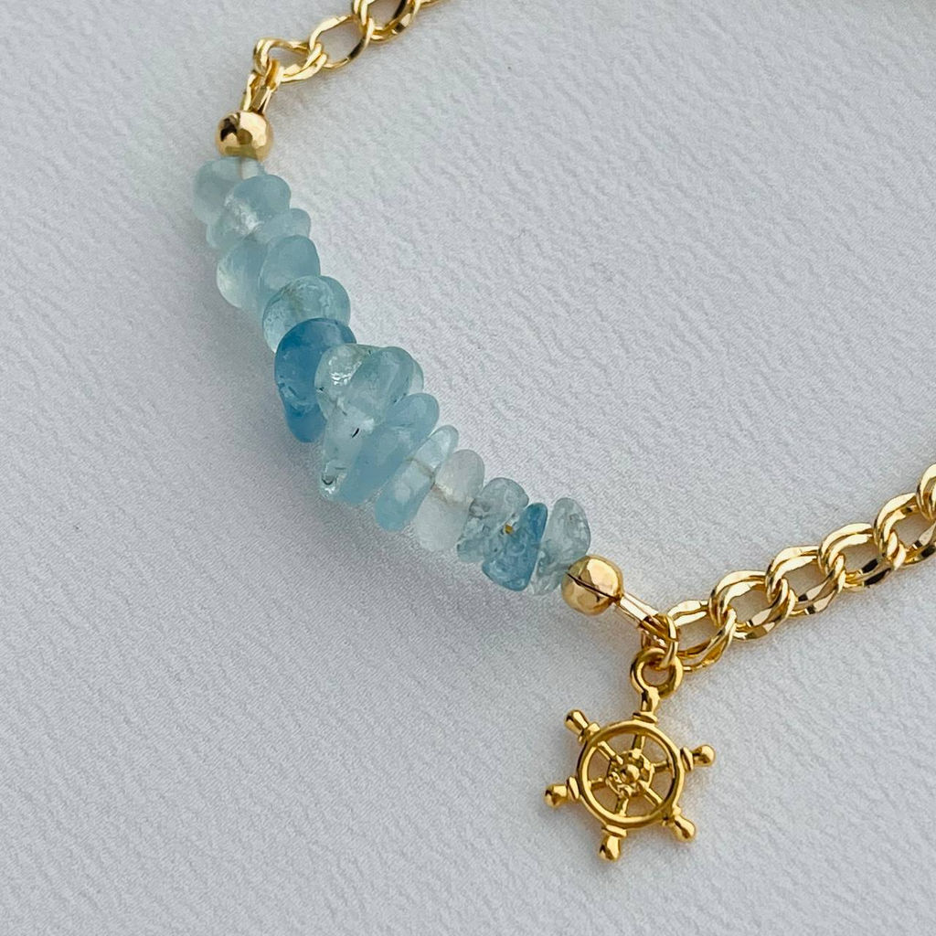 Браслет на цепочке из Аквамарина - Радуга самоцветов фото 3