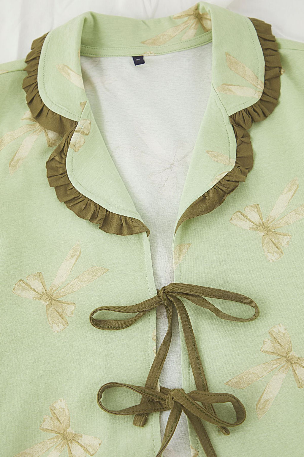 Trendyolmilla Pembe %100 Pamuklu Kurdele/Fiyonklu F?rf?rl? Sortlu Orme Pijama Tak?m? THMSS25PT00293 фото 7