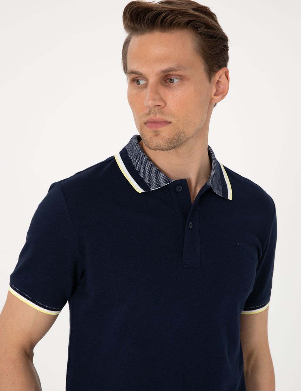 Lacivert Slim Fit Polo Yaka Ti__rt
