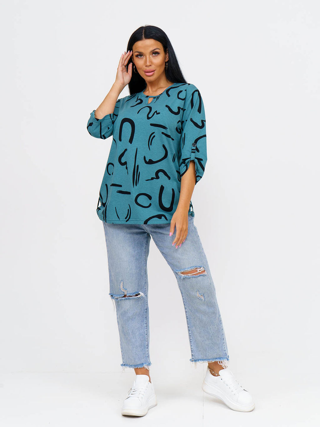 Туника женская, цвет сине-зеленый