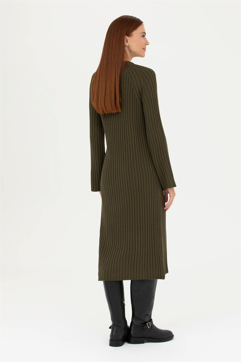 Женское трикотажное платье цвета хаки - U.s. polo assn фото 5