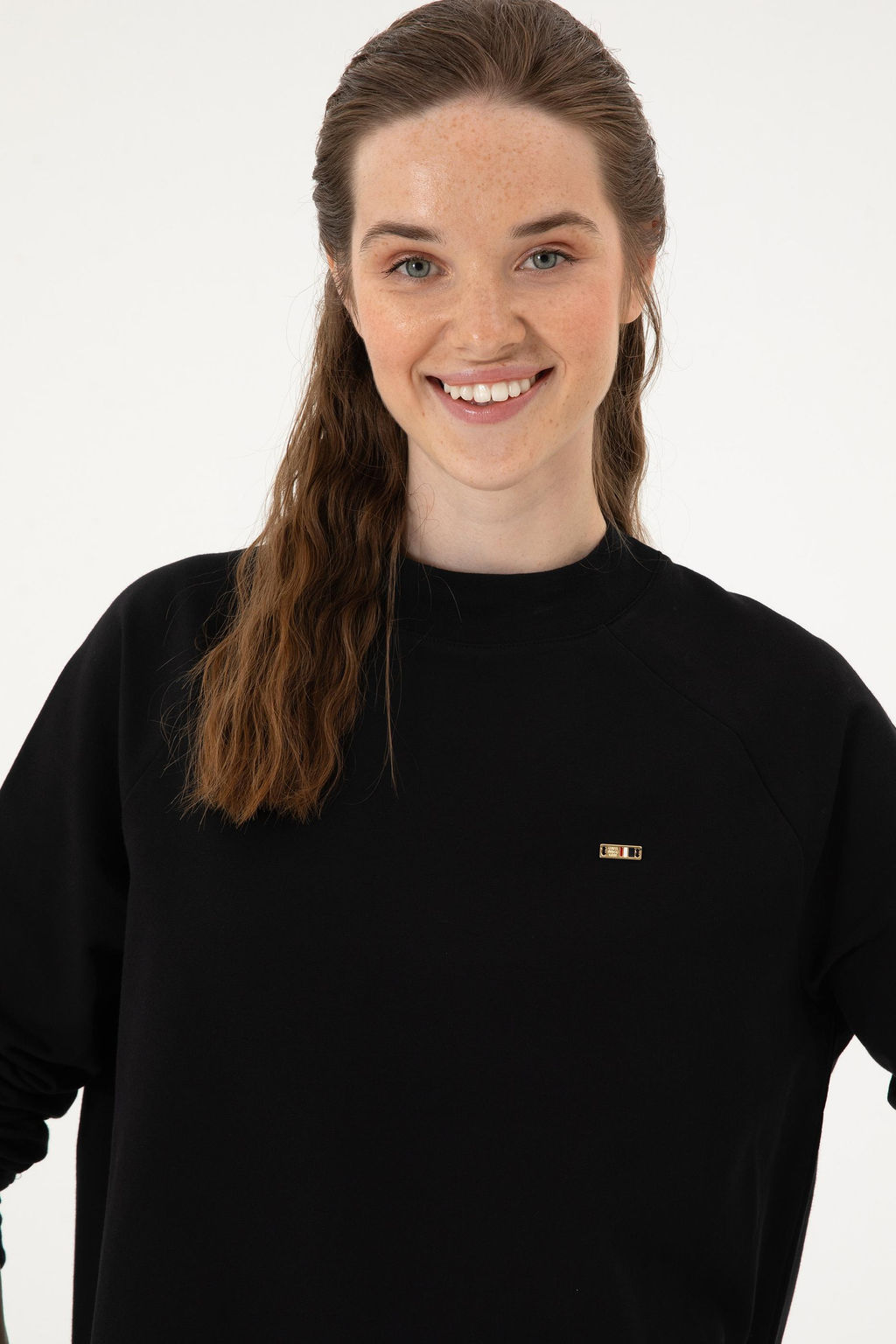 Kad_n Siyah Regular Bisiklet Yaka Basic Sweatsh_rt