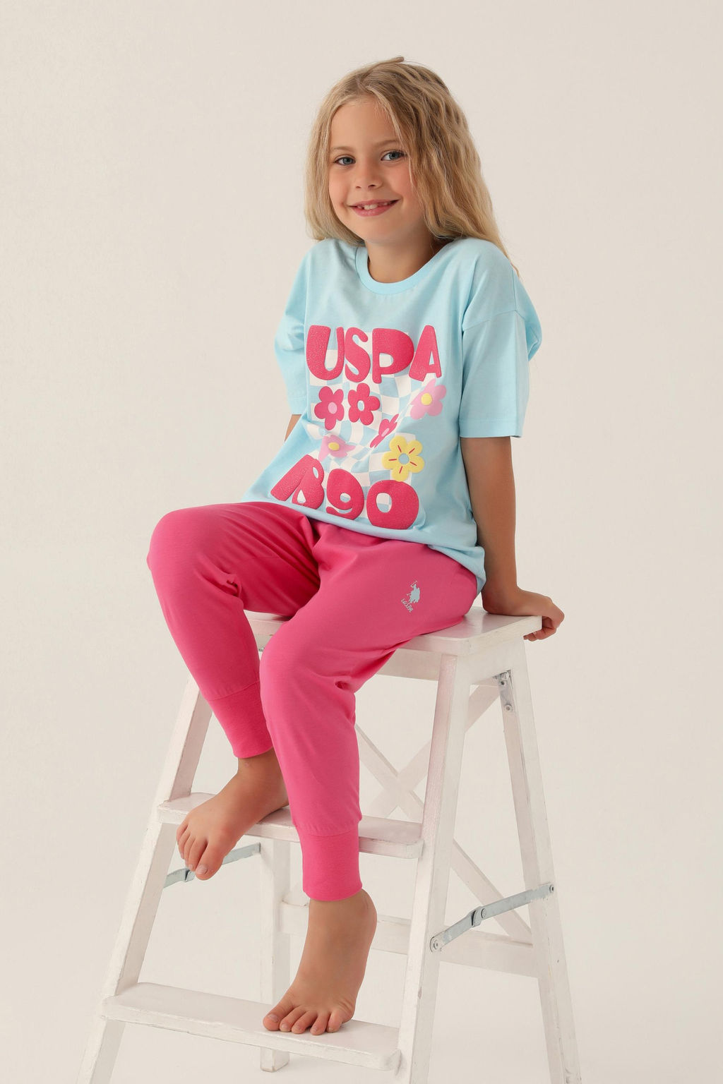 K_z _ocuk A__k Mavi Pijama Tak_m_ Sepette S_rpriz _ndirim - U.s. polo assn фото 3