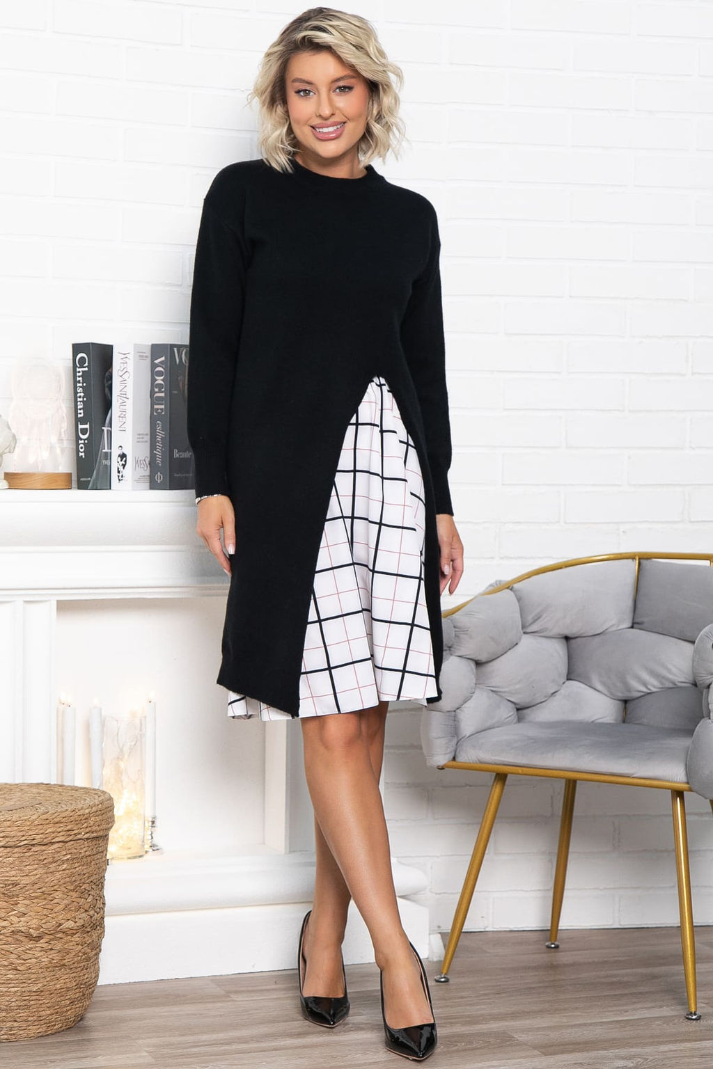 Костюм с юбкой Остин (черный) К15065-13М