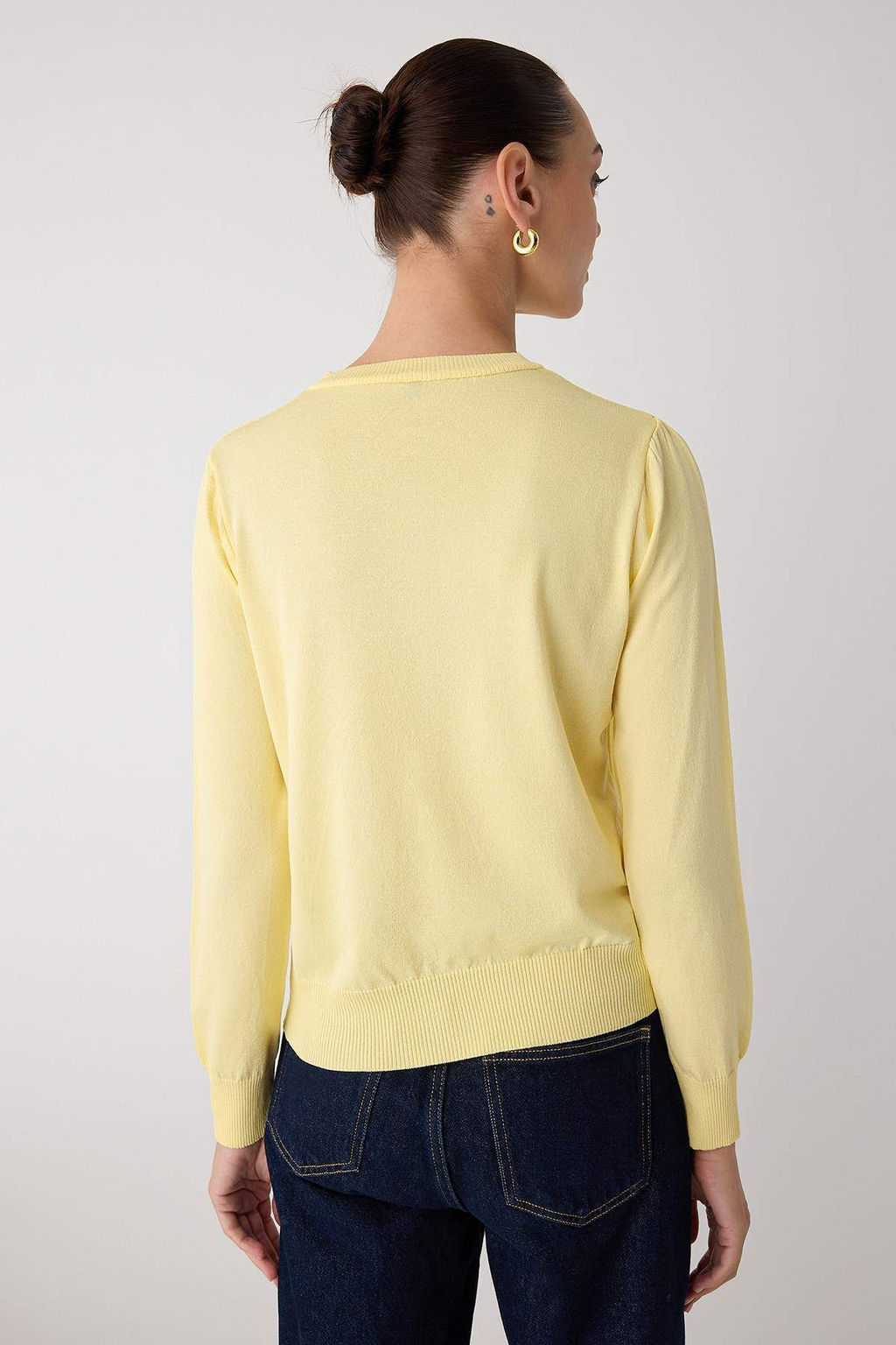 Sar? Premium/Ozel Iplik Merserize Gorunumlu Bisiklet Yaka Basic Triko H?rka TWOAW26HI00095 - Trendyolmilla фото 14