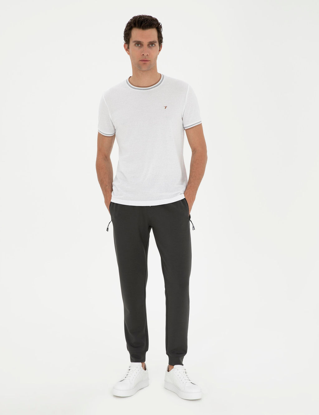 Gri Slim Fit Lastik Pa_al_ E_ofman Alt_