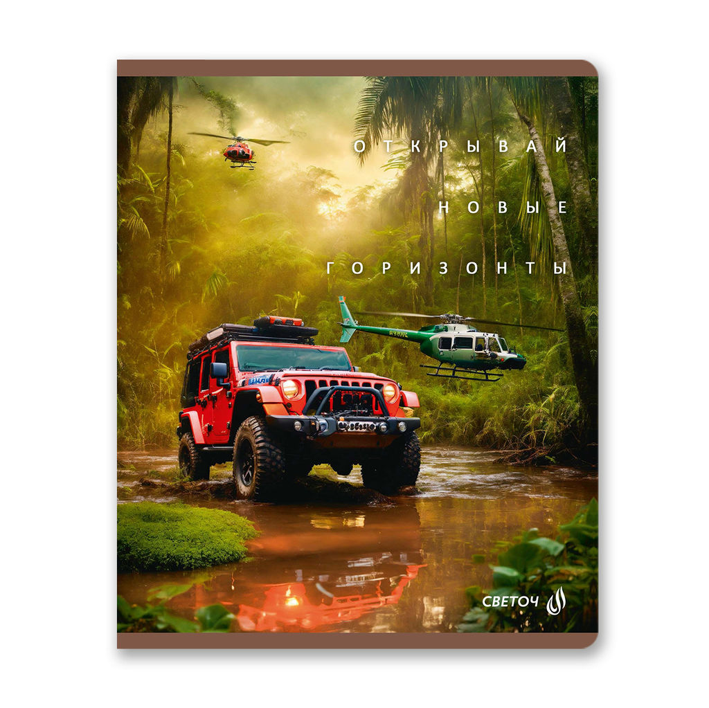 Светоч Т77 Тетрадь ученическая общая, матовый сплошной лак+запечат.титул лист A5 60 л. на скобе 65 г/кв.м , белизна 100 % 10 шт. клетка 01123 Микс-Летний день  фото 6